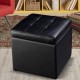 16 Inch Ottoman Pouffe with Hinge Top for Storage
