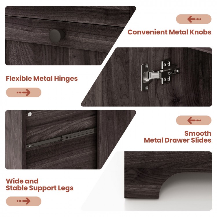 L-Shaped Office Desk with Storage Drawers and Keyboard Tray