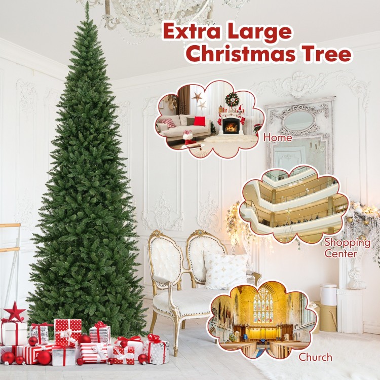 12 FT Artificial Christmas Tree with 800 Warm White LED Lights for Home Party Shopping Mall