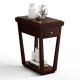 2-Tier Rubber Wood Classic End Table with Drawer and Shelf