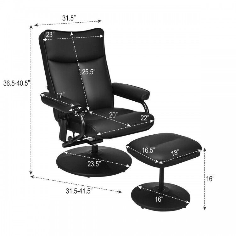 Electric Massage Recliner Chair with Ottoman and Remote Control