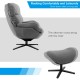 Upholstered Swivel Lounge Chair with Ottoman and Rocking Footstool