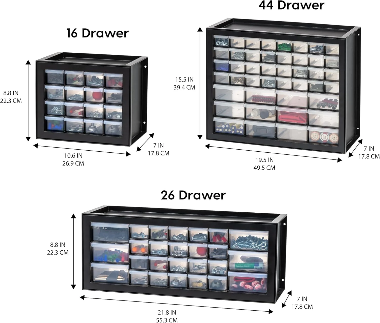 IRIS USA Screw Tool Organizer Small Parts Cabinet Chest, 44-Drawer Hardware Electronics Nuts Bolts Storage Drawers Organization Toolbox Garage Craft Business Teacher Beads Scrapbook Art Hobby - Black