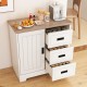 Farmhouse Sideboard Buffet Cabinet Kitchen Pantry with Sliding Doors