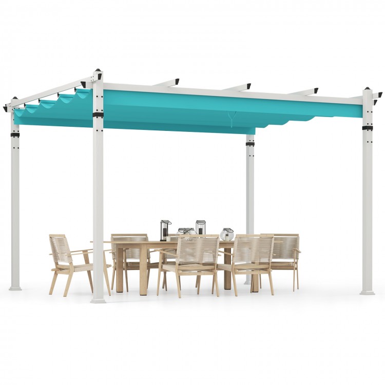 Outdoor Pergola with Retractable Canopy and Aluminum Frame
