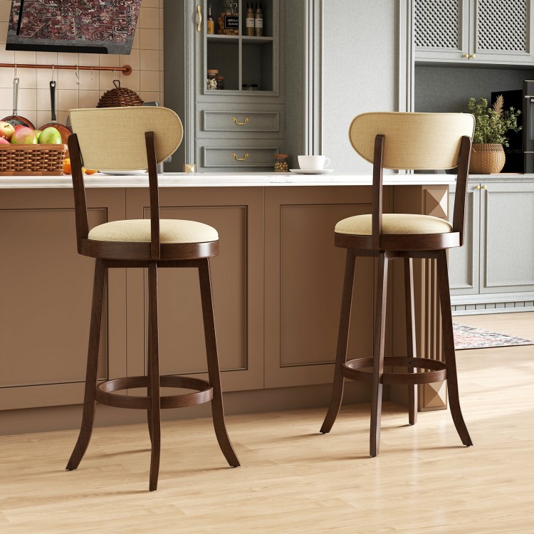 30.5 Inch Bar Height Chairs Set of 2 Swivel High Barstool with Padded Seat and Backrest