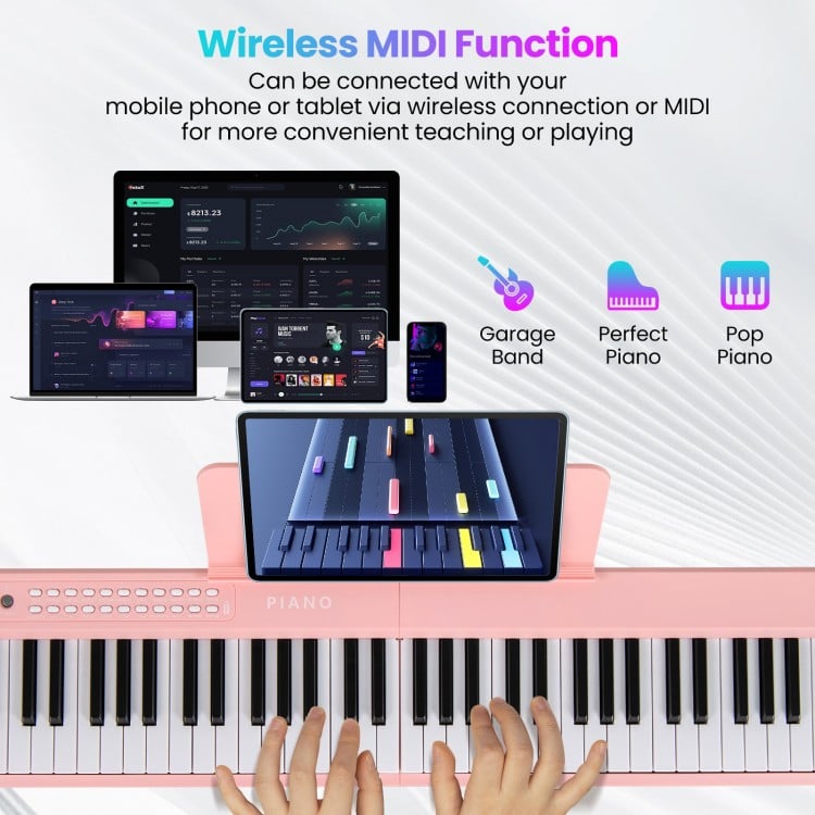 88 Key Foldable Electric Keyboard Piano with Wireless MIDI and Dual Speakers