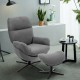 Upholstered Swivel Lounge Chair with Ottoman and Rocking Footstool