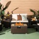 32 Inch x 20 Inch Propane Rattan Fire Pit Table Set with Side Table Tank and Cover