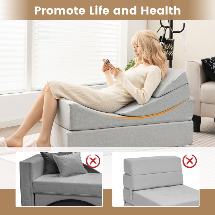 4-in-1 Convertible Folding Sofa Bed with High-Density Foam