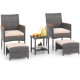 5 Pieces Patio Conversation Set with Soft Cushions and Ottomans