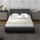 Upholstered Platform Bed Frame Low Profile Faux Leather with Curved Headboard