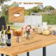 6-Person Acacia Wood Outdoor Dining Table with 2 Inch Umbrella Hole
