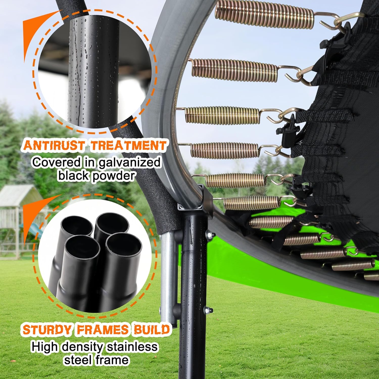 Trampoline 8FT 10FT 12FT 14FT 16FT, Recreational Trampolines with Enclosure Net and Ladder, Outdoor Anti-Rust Trampolines for Kids and Adults, ASTM Approved