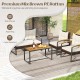 4 Pieces Patio Conversation Set with Acacia Wood Armrests and Tabletop and Cushions
