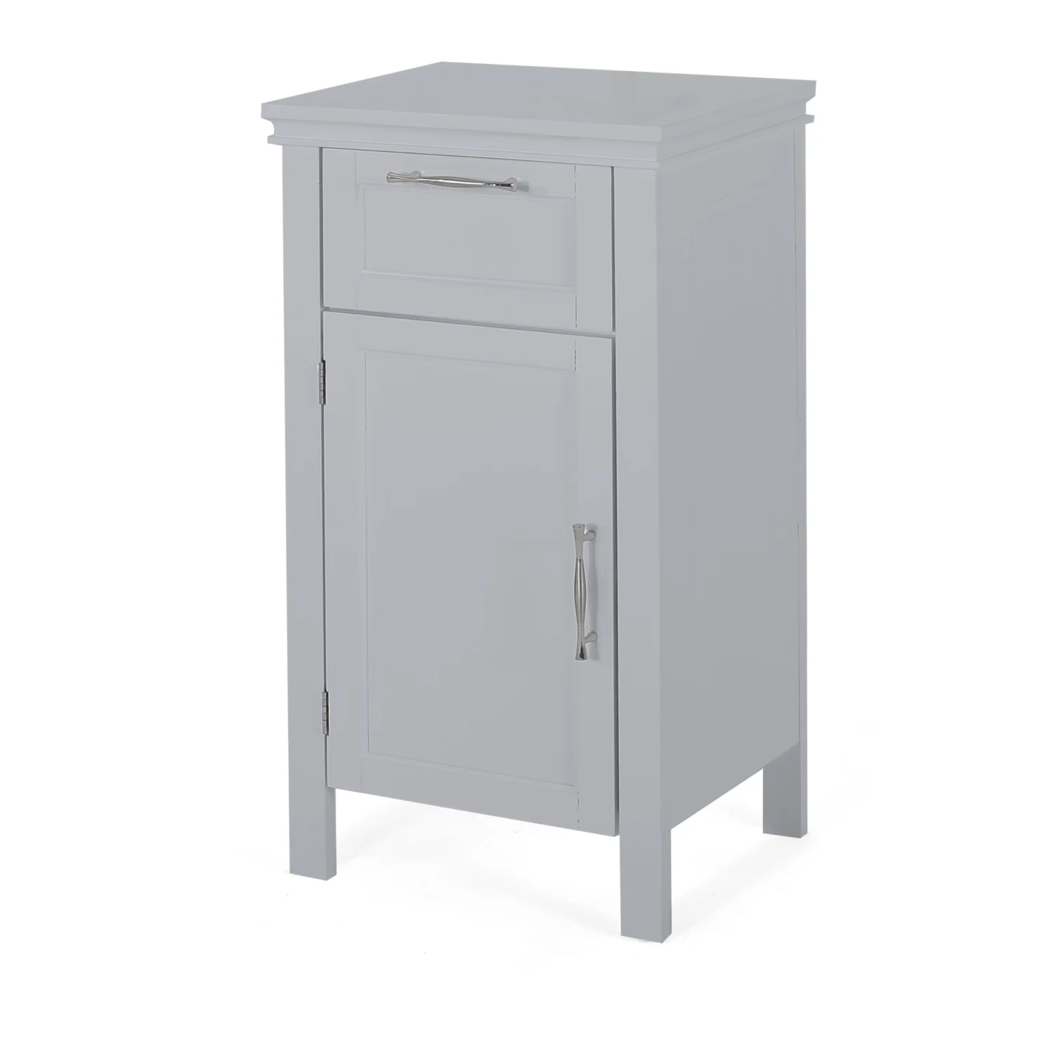 Modern White Wooden Bathroom Cabinet with Doors – Space-Saving Freestanding Storage for Home & Office
