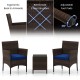 3 Pieces Outdoor Conversation Set with Cushioned Seat and Glass Tabletop