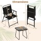 3 Pieces Patio Folding Conversation Chairs and Coffee Table