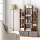 12-Tier Open-Back Freestanding Bookshelf with Drawer