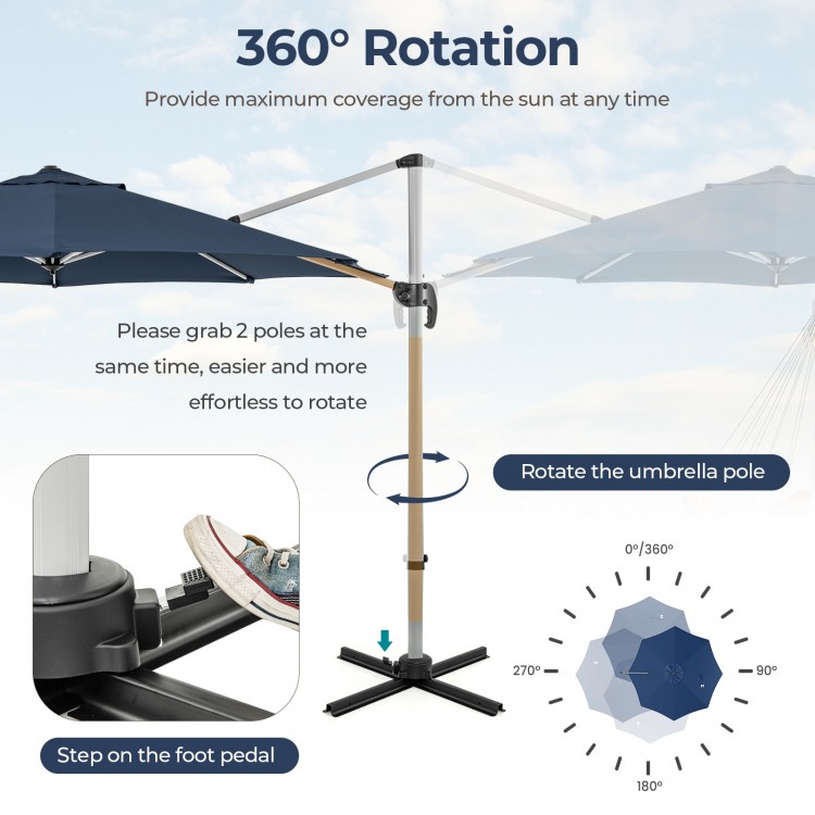 11 FT Outdoor Patio Umbrella with 360° Rotation and Adjustable Tilt