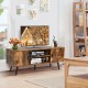 Industrial Retro TV Stand with Storage Cabinets and Open Shelf