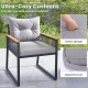 3 Pieces Patio Furniture Set with 2 Tier Coffee Table and Soft Seat Cushions