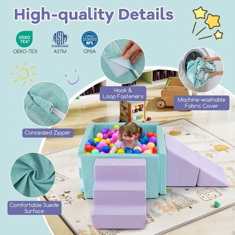 3-in-1 Suede Fabric Soft Play Set Foam Climbing Blocks for Toddlers