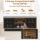 Shoe Bench with Storage Compartments and 3 Adjustable Shelves