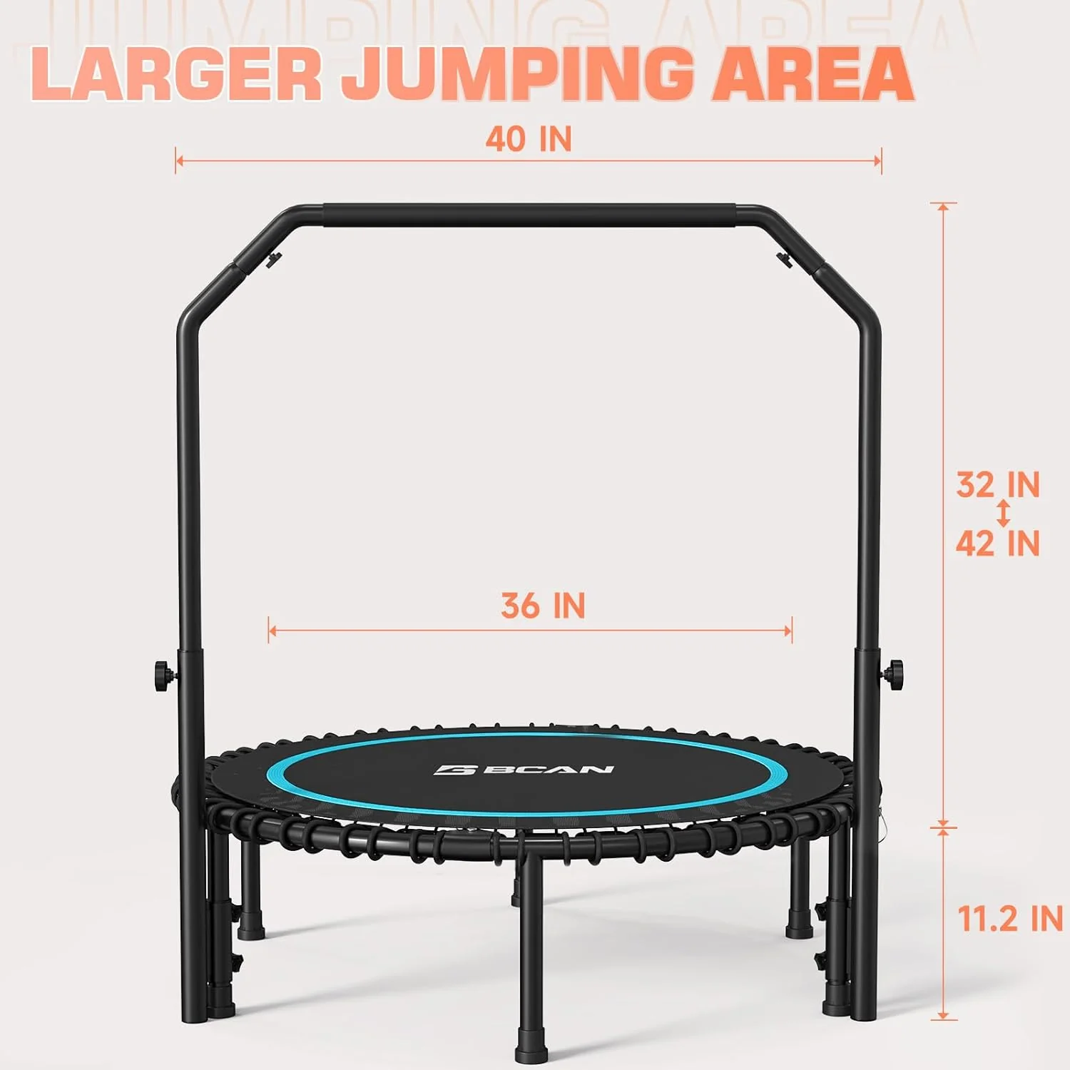 BCAN 450/550 LBS Foldable Mini Trampoline, 40