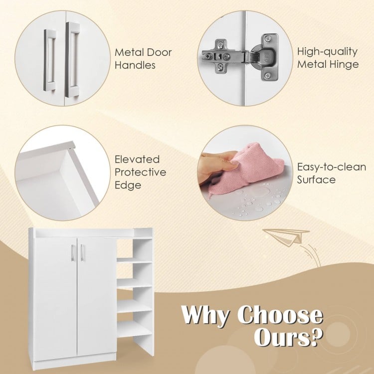 Freestanding Shoe Cabinet with 3-Postition Adjustable Shelves