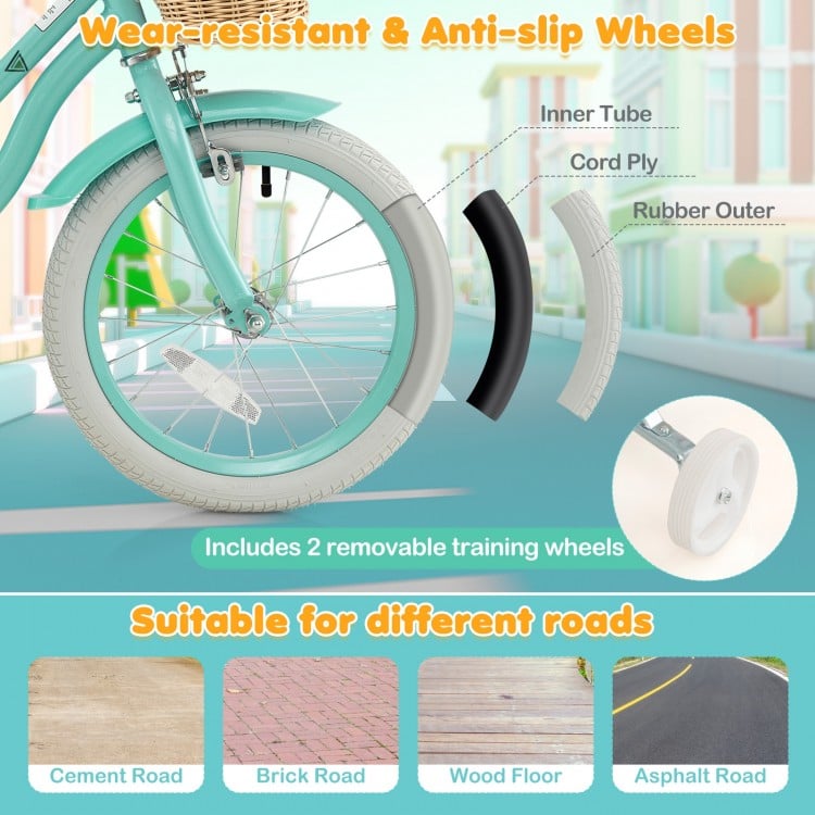 16-Inch Kids Bike with Adjustable Handlebar for Girls Boys Ages 4-7