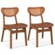 Wooden Dining Chair Set of 2 with Breathable Mesh Cane Backrest