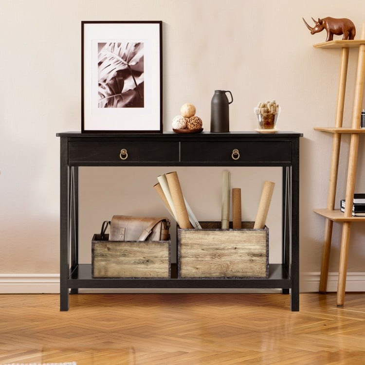 Console Table with 2 Drawer Storage Shelf for Entryway Hallway