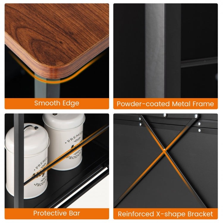 Mobile Serving Cart with Transparent Single Door Cabinet