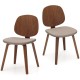 Wooden Dining Chair Set of 2 with Bentwood Frame and Padded Seat