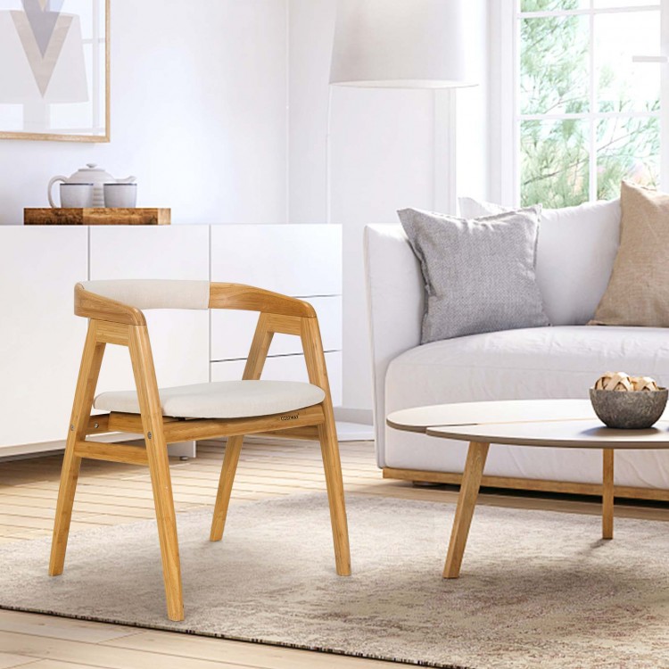 Bamboo Upholstered Dining Chair with Curved Back