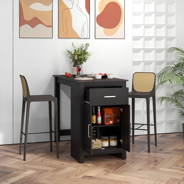 Counter Height Bar Table with Storage Cabinet and Drawer