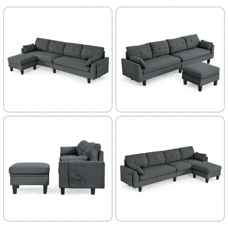 Reversible Sectional Sofa Couch L-Shaped Sofa Couch with Ottoman