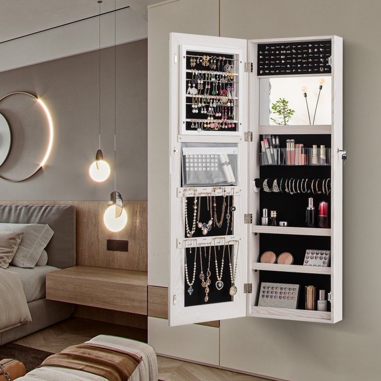 Lockable Storage Jewelry Cabinet  with Frameless Mirror