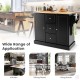 2-Door Large Mobile Kitchen Island Cart with Hidden Wheelsand 3 Drawers