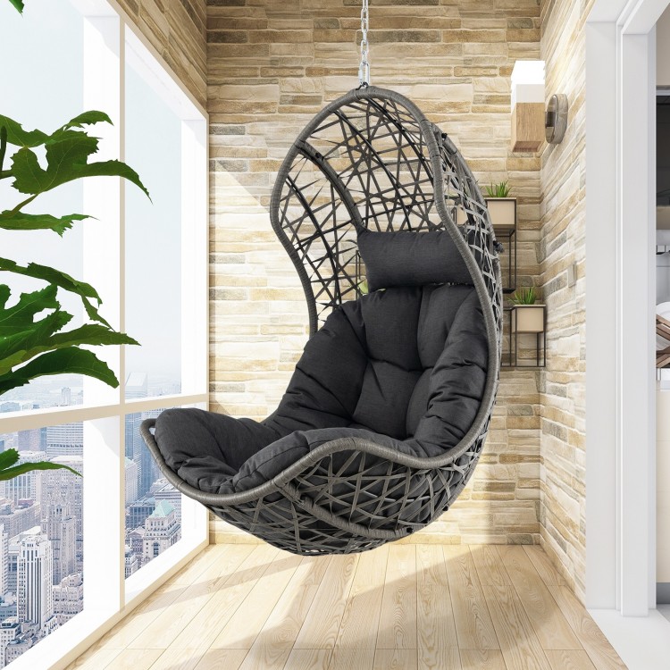 Hanging Egg Chair PE Rattan Swing Hammock Chair with Soft Pillow and Cushion