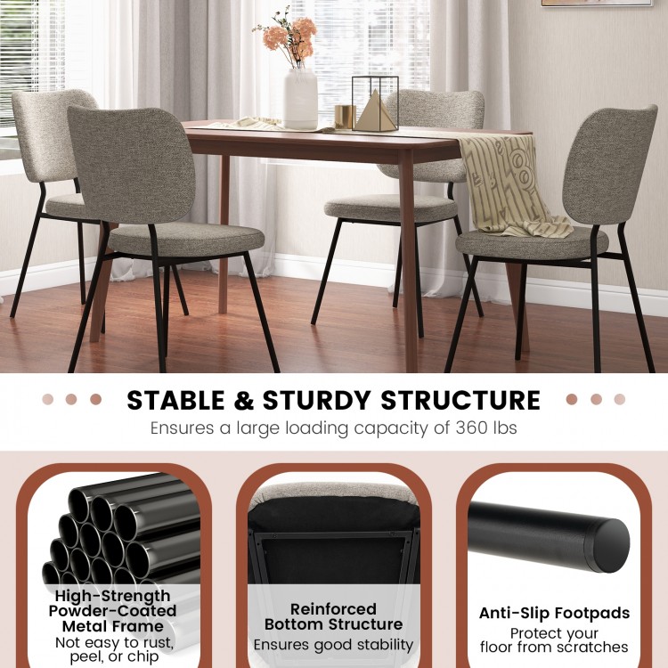 Set of 2 Modern Armless Dining Chairs with Linen Fabric