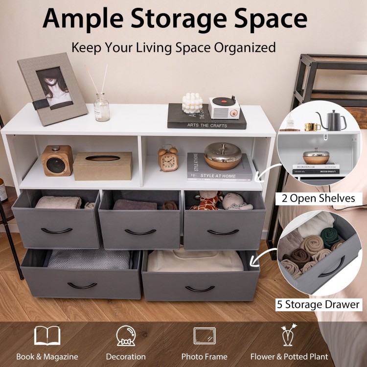 Fabric Dresser with 5 Drawers for Bedroom