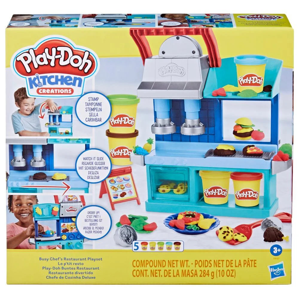 Play-Doh Kitchen Creations Busy Chef’s Restaurant Set, 5 Colors, Kids Playset with Stampers & Accessories
