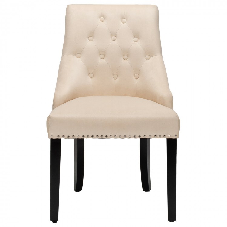 Modern Upholstered Button-Tufted Dining Chair with Naild Trim
