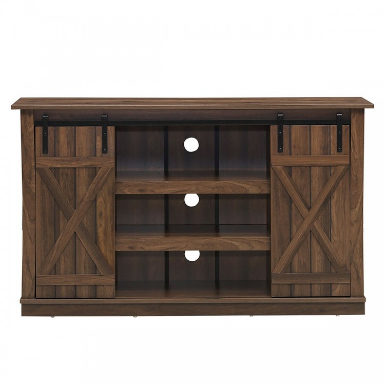 Farmhouse Wood TV Stand for TVs up to 60 Inch with Sliding Barn Doors