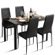 5 Pieces Kitchen Dining Set with Glass Metal Table and 4 Chairs Breakfast Furniture