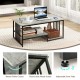 Faux Marble Coffee Table with Open Storage Shelf