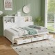 Twin/Full Size Wooden Daybed with 3 Drawers with Storage Shelves