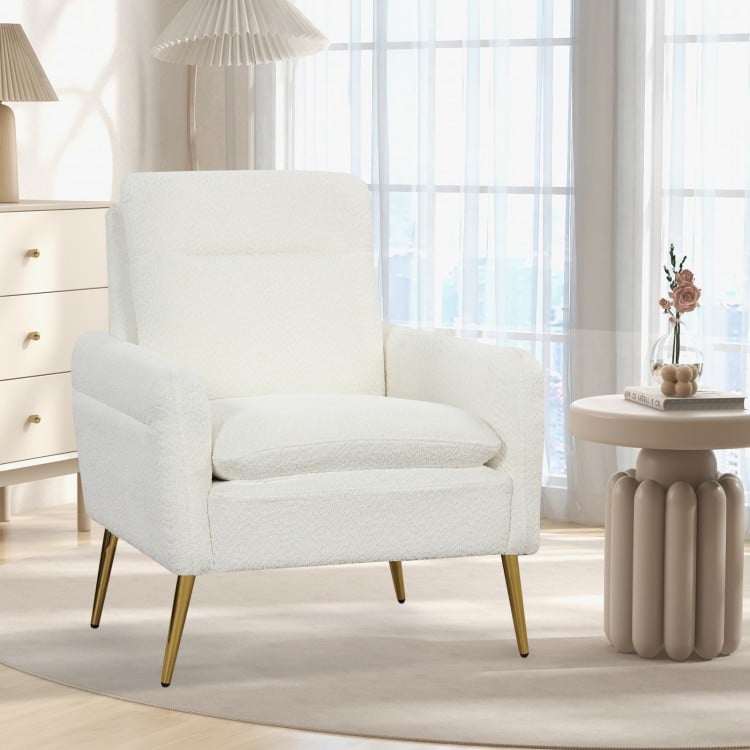 Upholstered Sherpa Modern Accent Armchair for Living Room